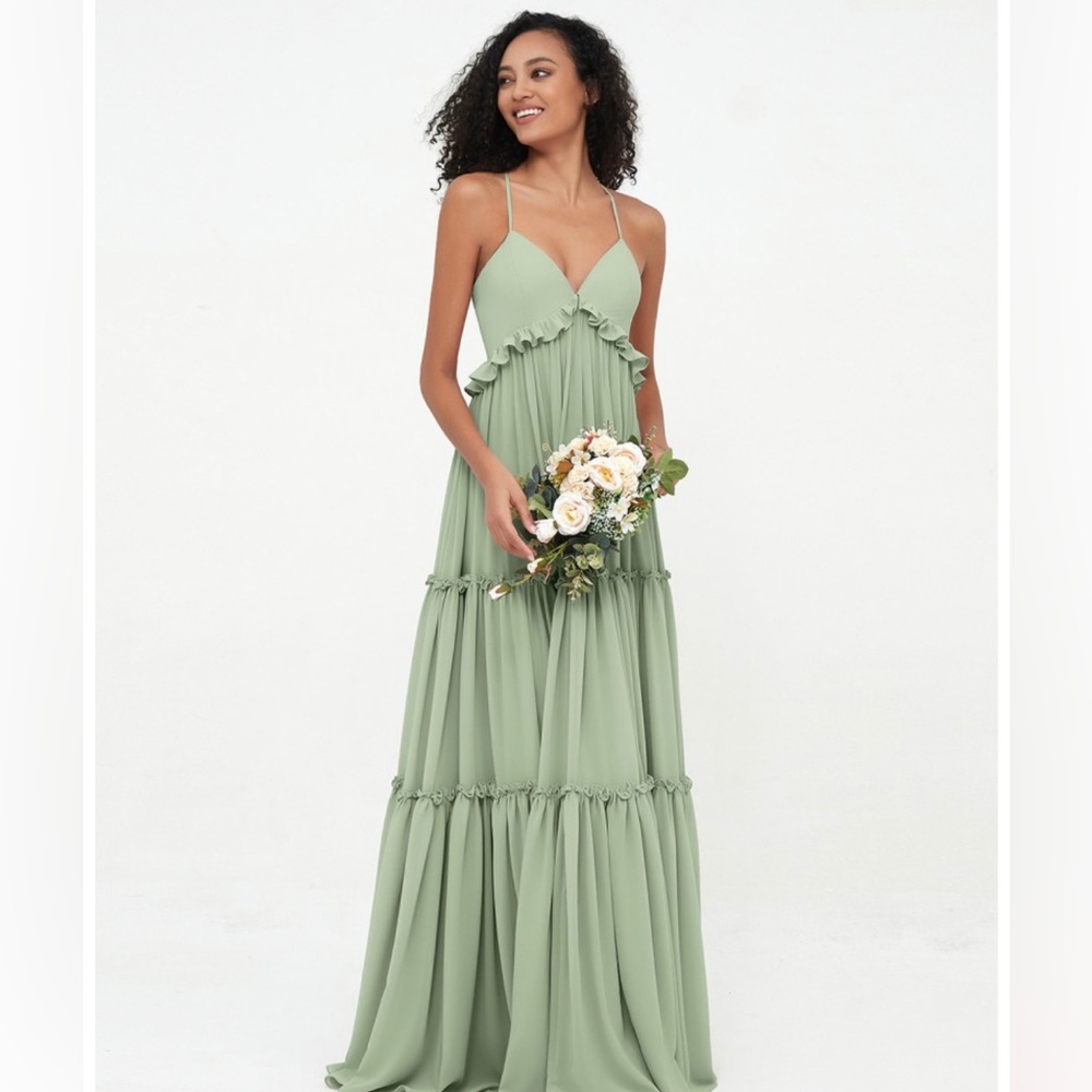 Dusty sage bridesmaid dress, never worn and new with rages
